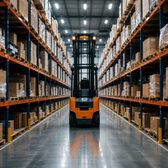 Warehouse aisle with palletised goods