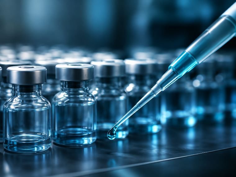 Pipette over vaccine vials