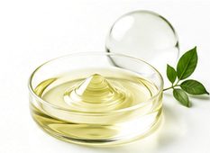 Yellow liquid in a glass dish