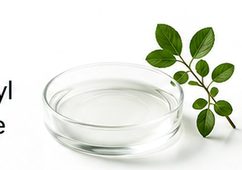 Clear liquid in a glass dish