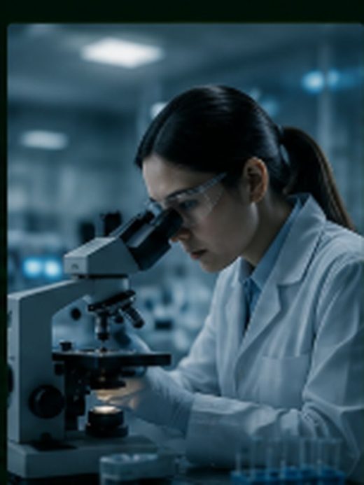 Scientist at a microscope